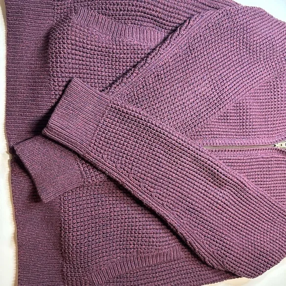 LL Bean Men's Organic Cotton Full Zip Sweater Purple Medium Regular 508221 - Picture 9 of 10
